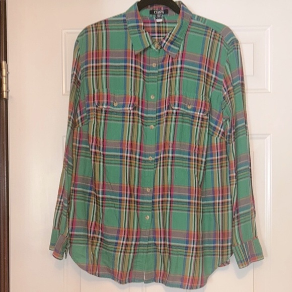 Chaps Ralph Lauren Tops - Chaps Ralph Lauren Women’s Cotton Button-Up Shirt 1X Green Plaid Lightweight